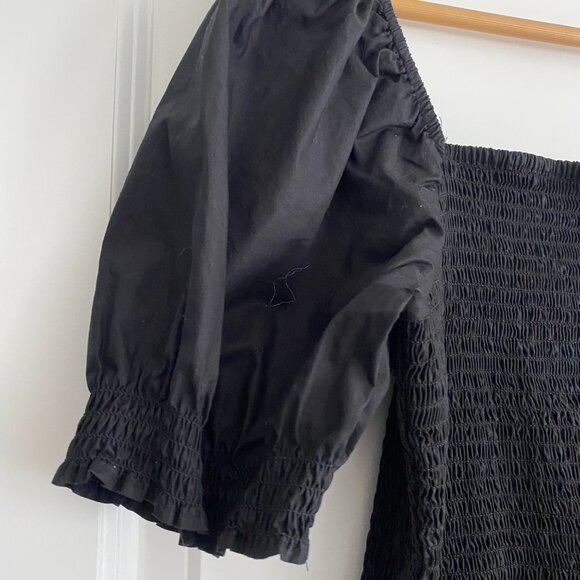 Vision by Simons Black Organic Cotton Puff Sleeve Midi Dress - Picture 4 of 7